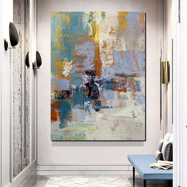 Acrylic Abstract Painting Behind Sofa, Acrylic Painting for Sale, Large Painting on Canvas, Living Room Wall Art Paintings, Buy Paintings Online-Silvia Home Craft