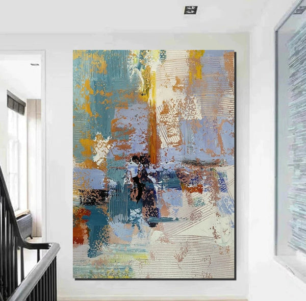 Acrylic Abstract Painting Behind Sofa, Acrylic Painting for Sale, Large Painting on Canvas, Living Room Wall Art Paintings, Buy Paintings Online-Silvia Home Craft