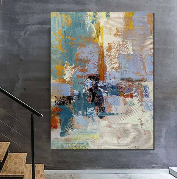 Acrylic Abstract Painting Behind Sofa, Acrylic Painting for Sale, Large Painting on Canvas, Living Room Wall Art Paintings, Buy Paintings Online-Silvia Home Craft