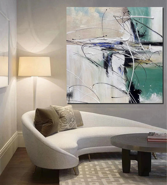 Abstract Acrylic Paintings for Living Room, Oversized Large Wall Art, Modern Contemporary Artwork, Buy Paintings Online, Heavy Texture Canvas Art-Silvia Home Craft
