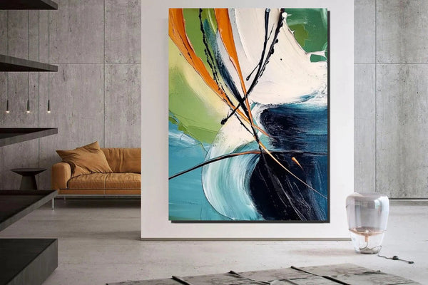Dining Room Canvas Painting, Contemporary Modern Artwork, Large Canvas Painting for Office, Simple Modern Acrylic Paintings-Silvia Home Craft