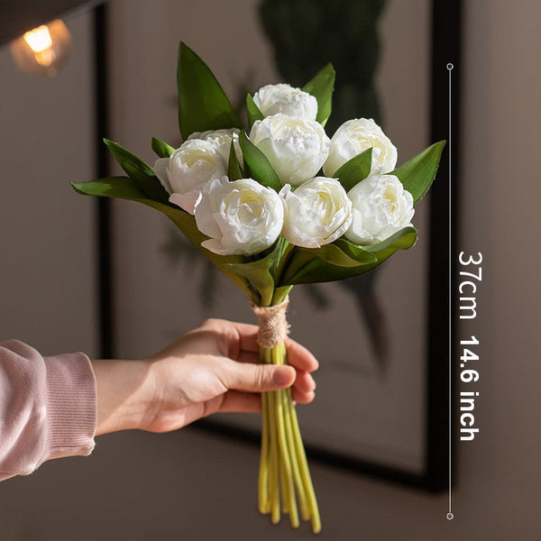 Spring Artificial Floral for Dining Room Table, White Tulip Flowers, Bedroom Flower Arrangement Ideas, Simple Modern Floral Arrangement Ideas for Home Decoration-Silvia Home Craft