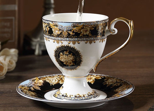 Royal Bone China Porcelain Tea Cup Set, Tea Cups and Saucers in Gift Box as Birthday Gift, Elegant Ceramic Coffee Cups, Beautiful British Tea Cups-Silvia Home Craft