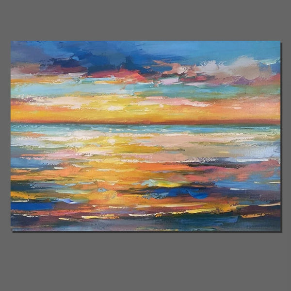 Hand Painted Acrylic Painting, Original Landscape Paintings, Wall Painting for Living Room, Canas Paintings for Dining Room-Silvia Home Craft