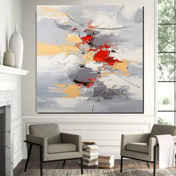 Canvas Paintings for Living Room, Large Wall Art for Bedroom, Simple Modern Art, Contemporary Art on Canvas, Hand Painted Heavy Texture Paintings-Silvia Home Craft