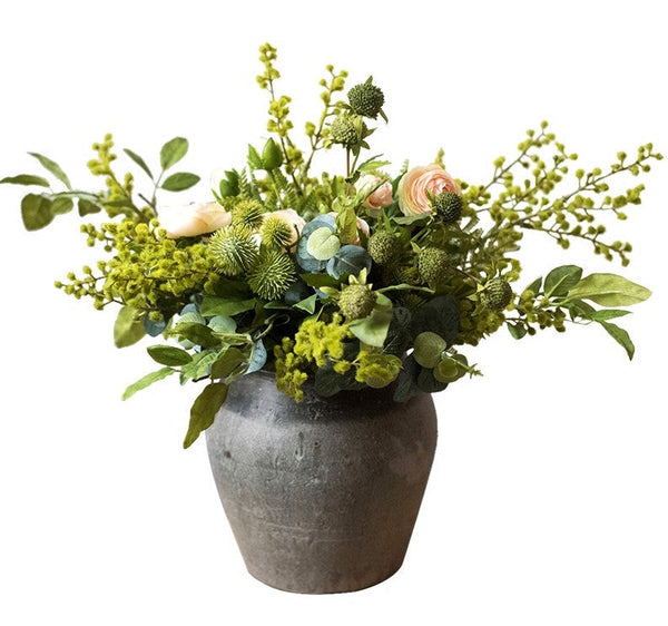 Spring Flower Arrangement for Living Room, Ranunculus Asiaticus, Globe Amaranth, Botany Plants, Beautiful Modern Flower Arrangement Ideas for Home Decoration-Silvia Home Craft