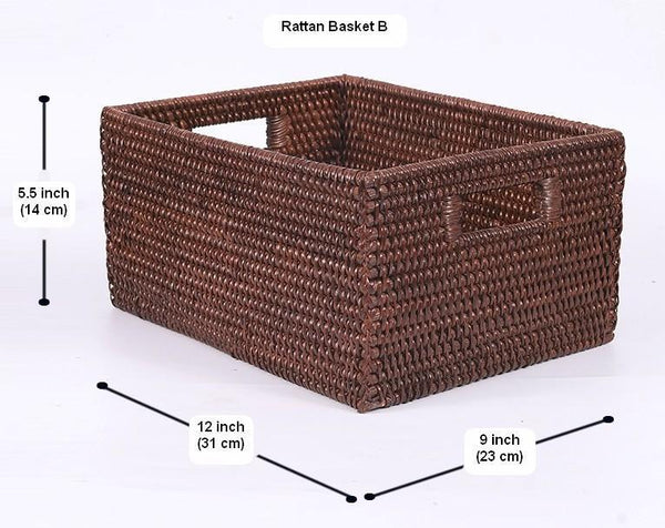 Storage Baskets for Clothes, Large Brown Woven Storage Basket, Storage Baskets for Bathroom, Rectangular Storage Baskets-Silvia Home Craft