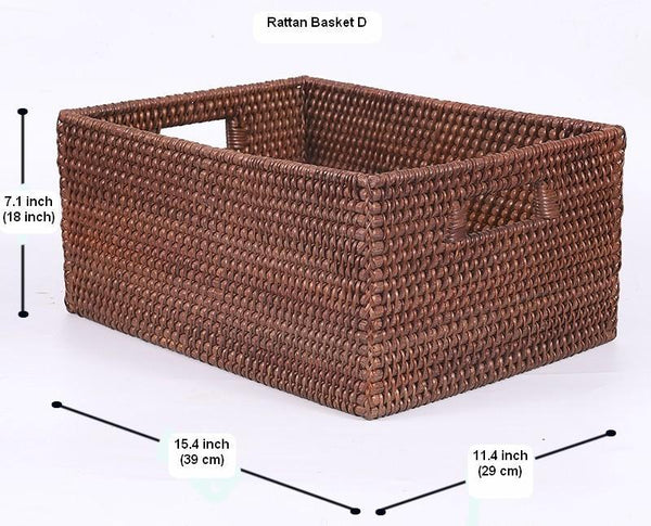 Storage Baskets for Clothes, Large Brown Woven Storage Basket, Storage Baskets for Bathroom, Rectangular Storage Baskets-Silvia Home Craft