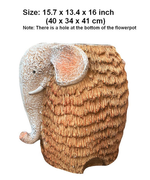 Large Elephant Flowerpot, Modern Animal Statue for Garden Ornaments, Animal Flower Pot, Resin Statue for Garden, Villa Outdoor Decor Gardening Ideas-Silvia Home Craft