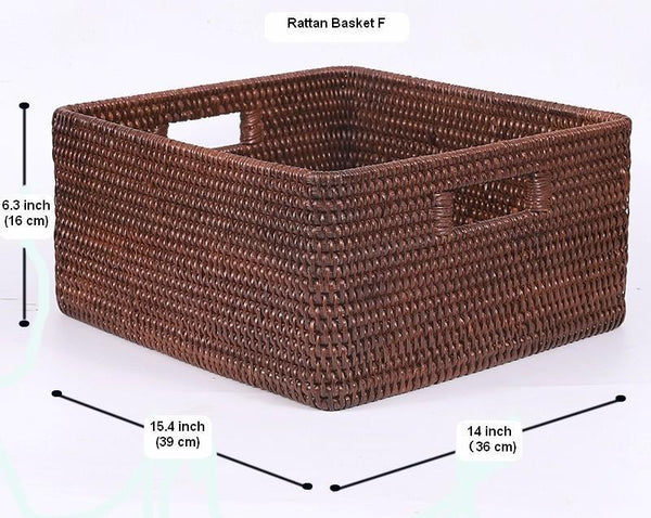 Storage Baskets for Clothes, Large Brown Woven Storage Basket, Storage Baskets for Bathroom, Rectangular Storage Baskets-Silvia Home Craft