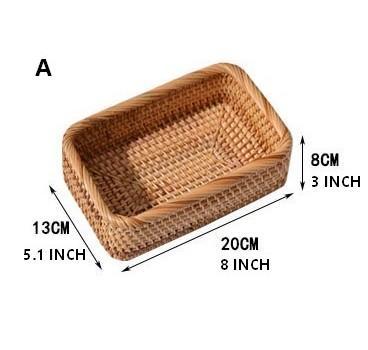 Woven Rectangular Basket for Shelves, Rattan Storage Basket, Storage Baskets for Bathroom, Woven Baskets for Living Room-Silvia Home Craft