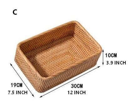 Woven Rectangular Basket for Shelves, Rattan Storage Basket, Storage Baskets for Bathroom, Woven Baskets for Living Room-Silvia Home Craft