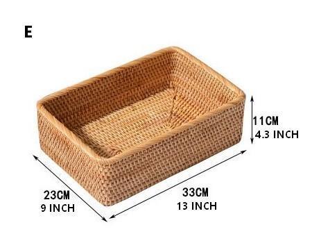 Woven Rectangular Basket for Shelves, Rattan Storage Basket, Storage Baskets for Bathroom, Woven Baskets for Living Room-Silvia Home Craft