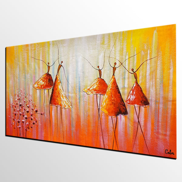 Dancing Painting, Ballet Dancer Painting, Large Abstract Painting for Sale, Heavy Texture Painting, Modern Paintings for Bedroom-Silvia Home Craft