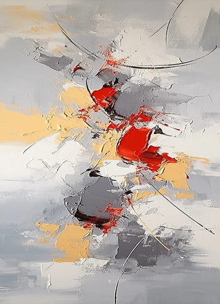 Large Canvas Painting for Office, Simple Modern Acrylic Paintings, Dining Room Canvas Painting, Contemporary Modern Artwork-Silvia Home Craft