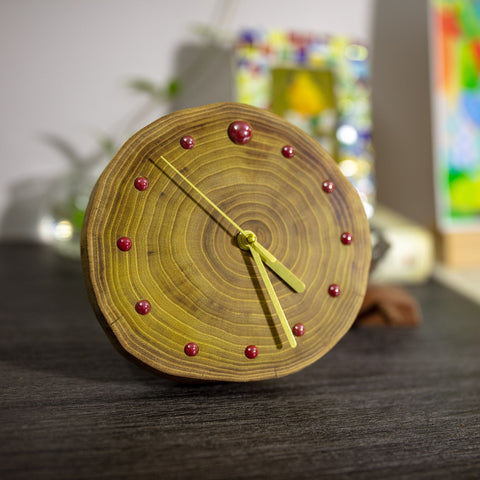 Handcrafted Locust Wood Desk Clock - Rustic Chic Table Clock - Artisanal Charm | Eco-Friendly Design & Silent Operation - Gift-Ready-Silvia Home Craft