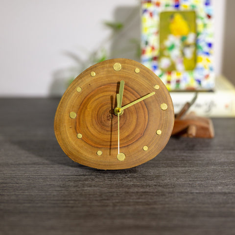 Handcrafted Zelkova Serrata Desktop Clock: Artisan Excellence & Unique Charm - Traditional or Modern Decor - One-of-a-Kind - Silent Accurate-Silvia Home Craft