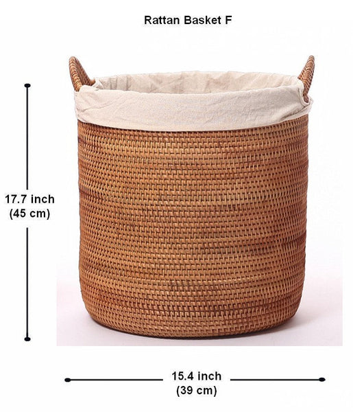 Rectangular Storage Baskets, Large Brown Rattan Storage Baskets, Storage Baskets for Bathroom, Storage Basket with Lid, Storage Baskets for Clothes-Silvia Home Craft