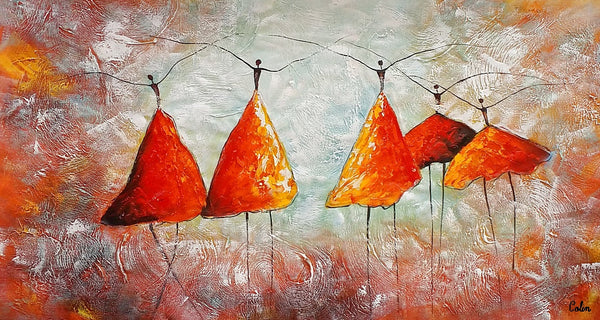 Large Painting for Dining Room, Ballet Dancer Painting, Abstract Canvas Art, Wall Art Paintings, Canvas Painting for Sale, Heavy Texture Art-Silvia Home Craft
