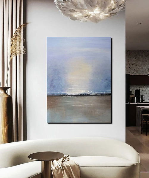 Study Room Wall Art Painting, Abstract Landscape Painting, Seascape Canvas Painting, Hand Painted Artwork, Large Paintings on Canvas-Silvia Home Craft