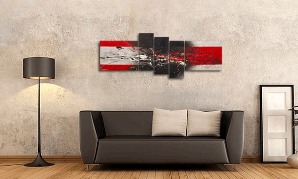 Large Paintings for Living Room, Abstract Acrylic Painting, Simple Modern Art, 5 Piece Wall Painting, Modern Wall Art Paintings-Silvia Home Craft