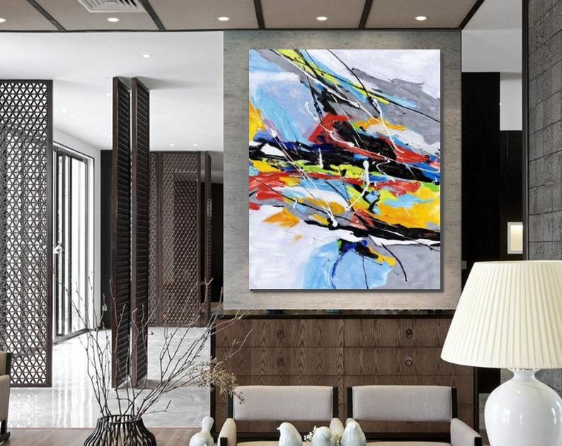 Wall Art Paintings, Hand Painted Acrylic Painting, Modern Abstract Painting, Extra Large Paintings for Living Room-Silvia Home Craft