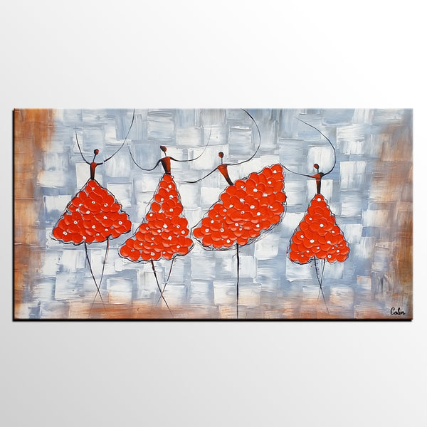 Contemporary Wall Art Ideas, Ballet Dancer Painting, Acrylic Canvas Painting, Buy Art Online, Abstract Painting for Dining Room-Silvia Home Craft