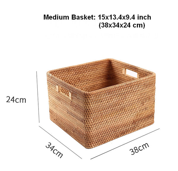 Large Storage Basket for Living Room, Kitchen Storage Baskets, Woven Storage Basket for Shelves, Rattan Storage Baskets for Toys-Silvia Home Craft