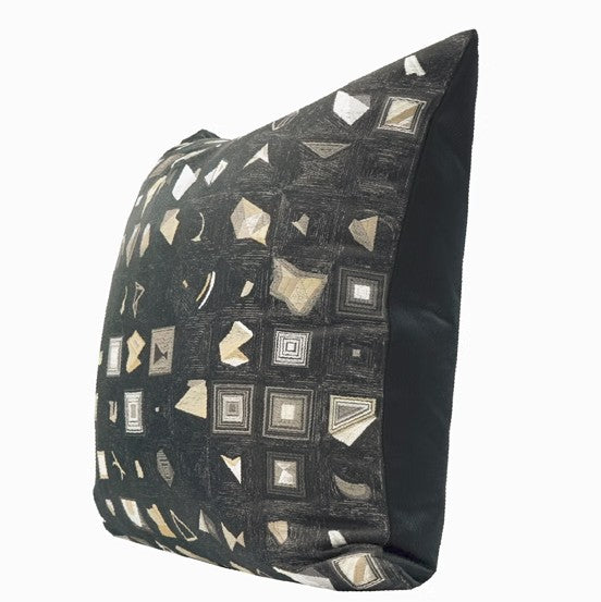 Abstract Black Decorative Throw Pillows, Geomeric Contemporary Square Modern Throw Pillows for Couch, Large Simple Throw Pillow for Interior Design-Silvia Home Craft