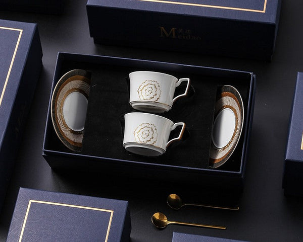 Beautiful British Tea Cups, Creative Bone China Porcelain Tea Cup Set, Royal Ceramic Coffee Cups, Unique Tea Cups and Saucers in Gift Box as Birthday Gift-Silvia Home Craft
