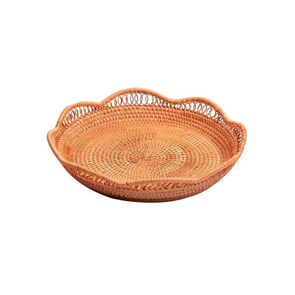 Rattan Storage Basket, Fruit Basket, Woven Round Storage Basket, Kitchen Storage Baskets, Storage Basket for Dining Room-Silvia Home Craft
