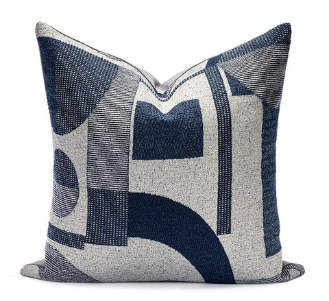 Large Modern Decorative Pillows for Sofa, Blue Modern Throw Pillows for Couch, Contemporary Cushions for Interior Design-Silvia Home Craft