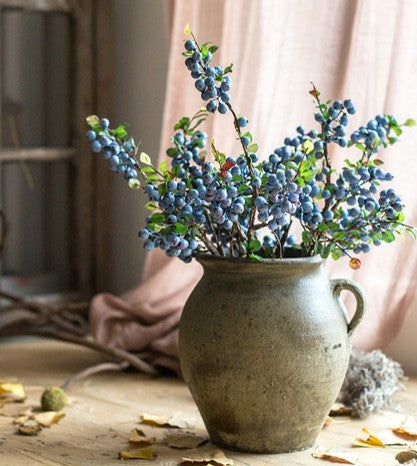 Simple Artificial Flowers for Home Decoration, Flower Arrangement Ideas for Living Room, Blue Cranberry Fruit Branch, Spring Artificial Floral for Bedroom-Silvia Home Craft