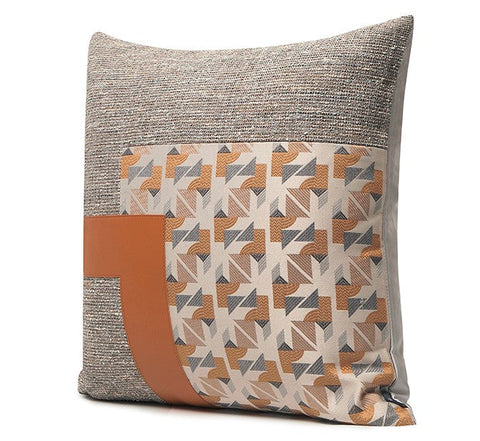 Modern Throw Pillows for Living Room, Large Simple Modern Pillows, Decorative Modern Sofa Pillows, Brown Orange Modern Throw Pillows for Couch-Silvia Home Craft