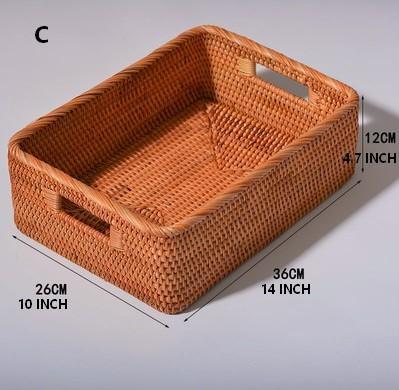 Rectangular Storage Baskets for Pantry, Rattan Storage Basket for Shelves, Storage Baskets for Kitchen, Woven Storage Baskets-Silvia Home Craft