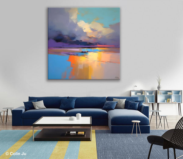 Simple Modern Art, Original Landscape Wall Art, Landscape Oil Paintings, Landscape Canvas Art, Abstract Landscape Painting for Living Room-Silvia Home Craft
