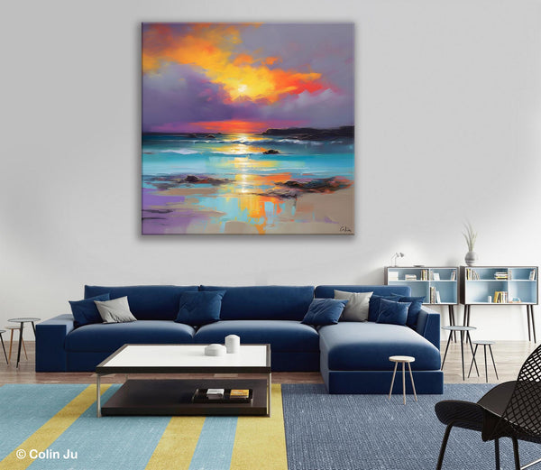 Abstract Landscape Painting for Living Room, Original Landscape Wall Art, Landscape Oil Paintings, Landscape Canvas Art, Hand Painted Canvas Art-Silvia Home Craft