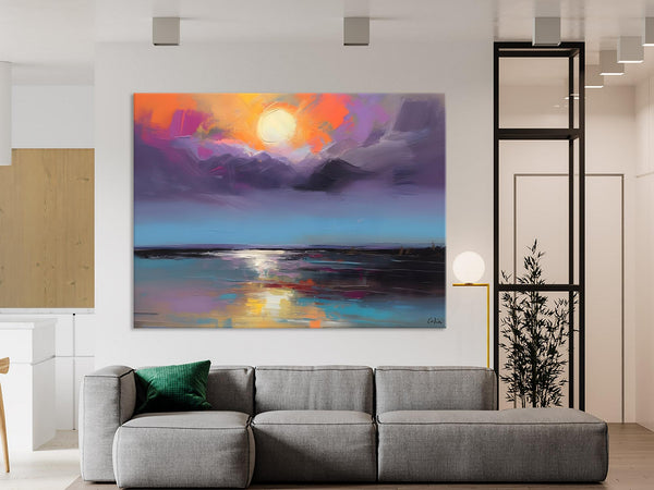 Abstract Landscape Painting on Canvas, Hand Painted Canvas Art, Contemporary Wall Art Paintings for Living Room, Huge Original Art-Silvia Home Craft