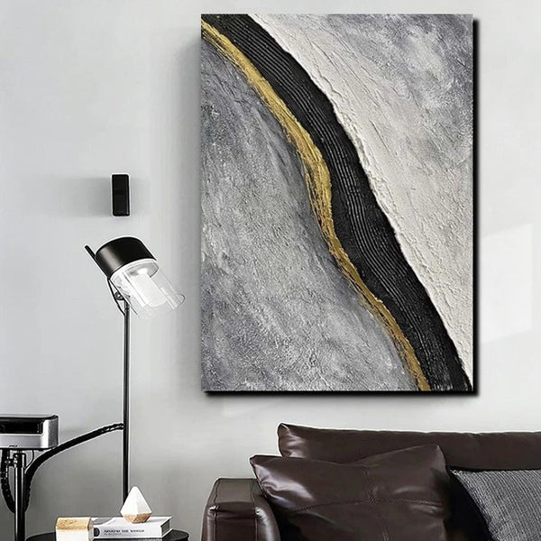 Bedroom Wall Art Ideas, Black Abstract Painting, Acrylic Canvas Paintings for Living Room, Simple Wall Art Ideas, Buy Paintings Online-Silvia Home Craft