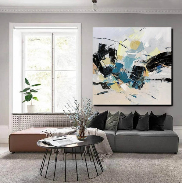 Bedroom Abstract Paintings, Simple Modern Paintings, Abstract Contemporary Art, Large Painting for Sale, Hand Painted Canvas Art-Silvia Home Craft