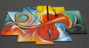 Painting Samples of Violin Musical Instruction Painting, 5 Piece Canvas Art, Extra Large Wall Art Ideas for Living Room, Acrylic Painting on Canvas, Buy Art Online