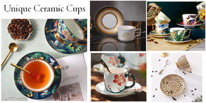 Unique Ceramic Mugs, Handmade Pottery Cups and Saucers, Ceramic Coffee Cups, Afternoon British Tea Cups, Bone China Tea Cup Set
