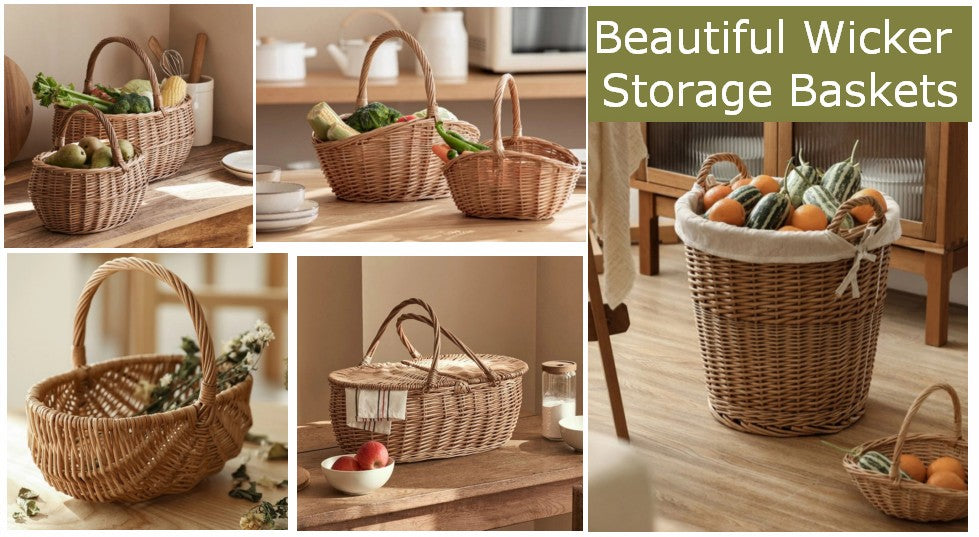Storage Baskets for Pantry, Wicker Storage Baskets with Handle, Storage Ideas for Small Kitchen, Storage Basket for Shelves, Storage Baskets for Kitchen, Large Storage Baskets