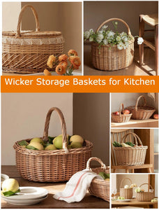 Storage Ideas for Small Kitchen, Storage Baskets for Pantry, Wicker Storage Baskets with Handle, Storage Basket for Shelves, Storage Baskets for Kitchen, Large Storage Baskets