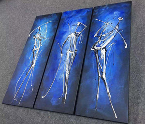 Painting Samples of Golf Player Painting, Hand Painted Canvas Painting, Blue Abstract Wall Art, Modern Paintings for Bedroom, Hand Painted Canvas Art