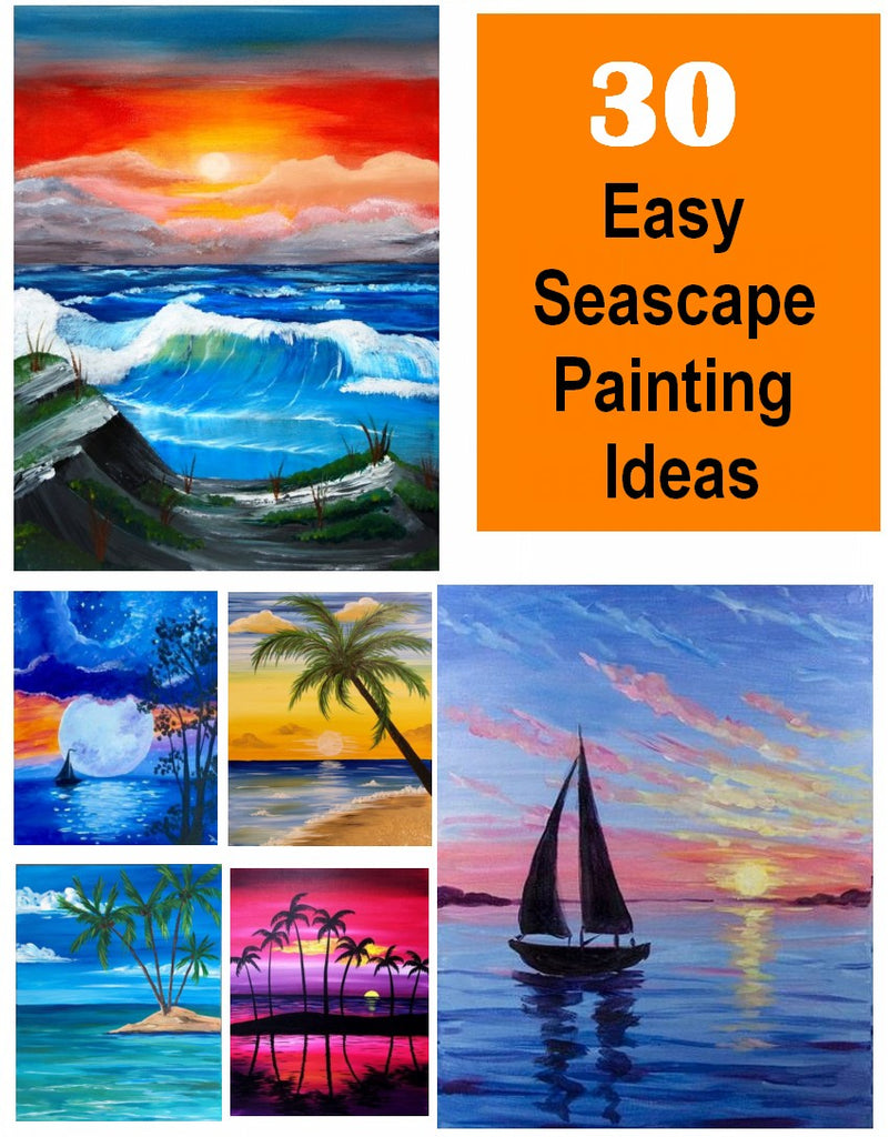 30 Easy Seascape Painting Ideas for Beginners, Boat Paintings, Easy Sunset Paintings, Easy Sunrise Paintings, Beach Paintings, Simple Landscape Painting Ideas