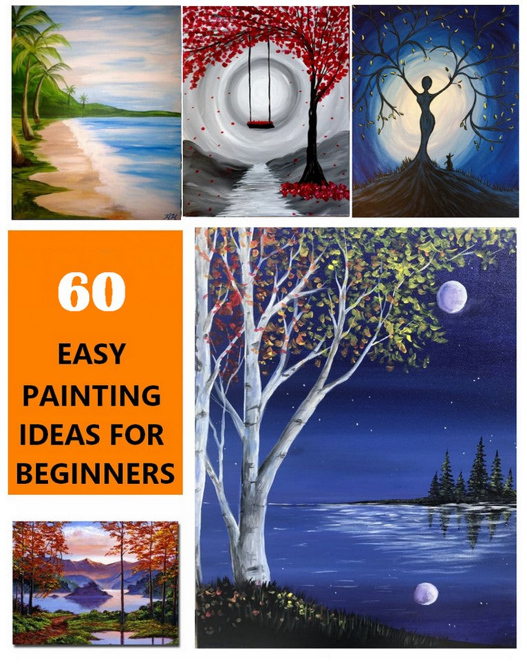 60 Easy Landscape Painting Ideas for Beginners, Easy Canvas Painting Ideas for Kids, Simple DIY Canvas Paintings, Simple Oil Painting Techniques