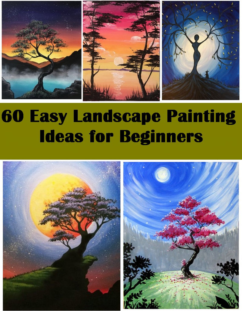 60 Easy Landscape Painting Ideas for Beginners, Easy Tree Painting Ideas, Easy DIY Canvas Paintings, Simple Oil Painting Techniques