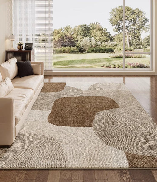 Modern Living Room Rug Ideas, Geometric Contemporary Modern Rugs Next to Bed, Extra Large Modern Area Rugs-Silvia Home Craft