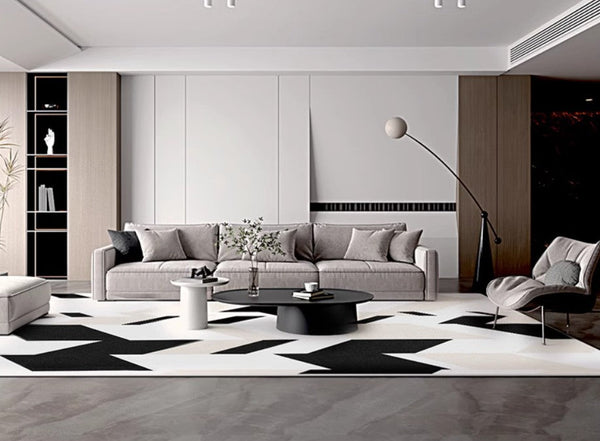 Large Modern Living Room Rugs, Geometric Modern Rugs for Dining Room, Abstract Contemporary Area Rugs for Bedroom-Silvia Home Craft